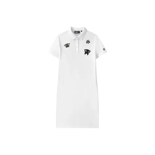 FILA Стандартный белый Женские Платья с коротким рукавом
