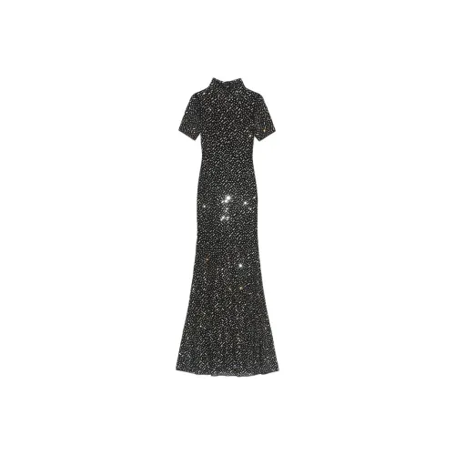 Self Portrait Короткий рукав Платье Женское Классический черный