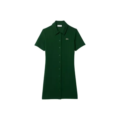 LACOSTE Сосновый зеленый Женские Платья с коротким рукавом