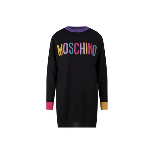 MOSCHINO Черное Женское Длинное Платье с Рукавами