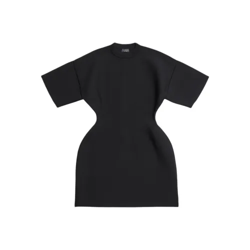 BALENCIAGA Черное Женское Короткое Платье с Рукавами