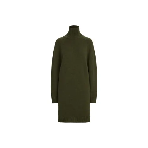 Polo Ralph Lauren FW22 Длинное Платье с Длинными Рукавами Женское Зеленое