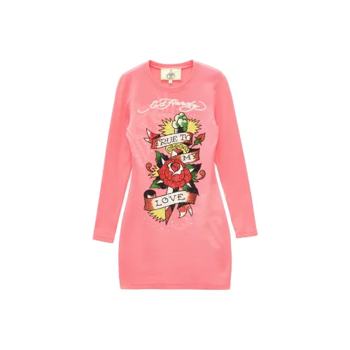 Ed Hardy Камелия Розовый E1ODW028 Женские Длинные Рукава Платья