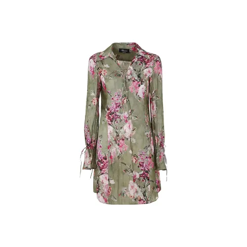 Blumarine Зеленое Женское Длинное Платье с Рукавами