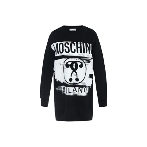 MOSCHINO Черное Женское Длинное Платье с Рукавами