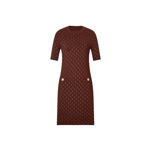 KARL LAGERFELD Короткий рукав Платье Женское Кофейное