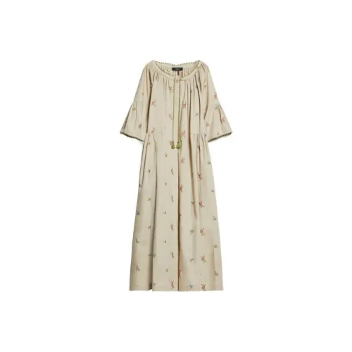 WEEKEND MaxMara Бежевые Женские Короткие Платья с Рукавами