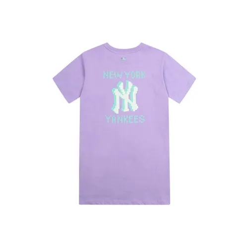 Mlb Base Logo Короткий рукав Платье Женское Синий Фиолетовый