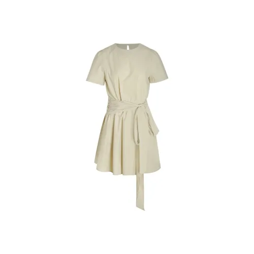 Little Pull Короткий рукав Платье Женское Кремовый Абрикос