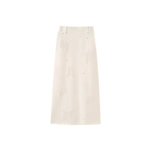 FPMZ Длинное Кремово-белое Платье Женские Вязаные Длинные Юбки