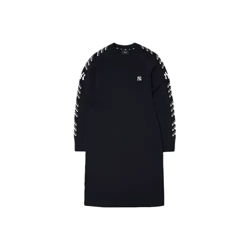 MLB Черное Женское Длинное Платье с Рукавами