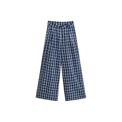 FLIM Клетка Повседневные Брюки Прямой крой Свободный крой Тонкие Брюки Женские Синий Включает Набор в подарочной коробке