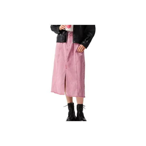 Hotwind Denim Long Skirt Women's Pink