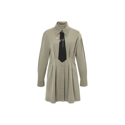 LOFT SHINE Зеленое Женское Длинное Платье с Рукавами