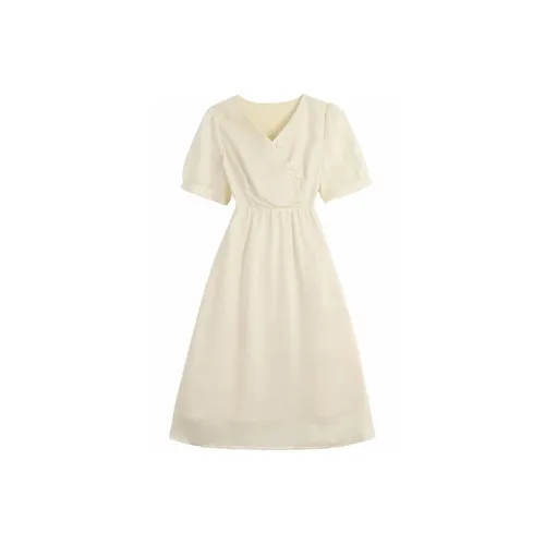 ETSE Короткий рукав Платье Женское Milk Puff