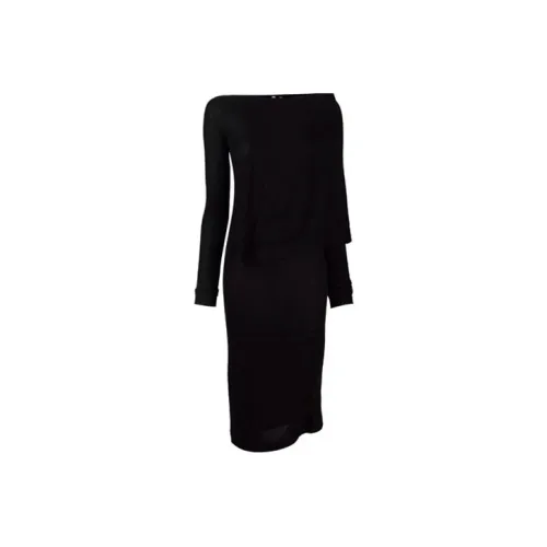 RICK OWENS Черное Женское Длинное Платье с Рукавами