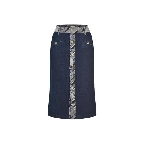 RARE FW23 Denim Long Skirt Women's Blue