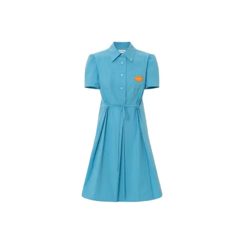 Carven Blue Женские Короткие Платья с Рукавами