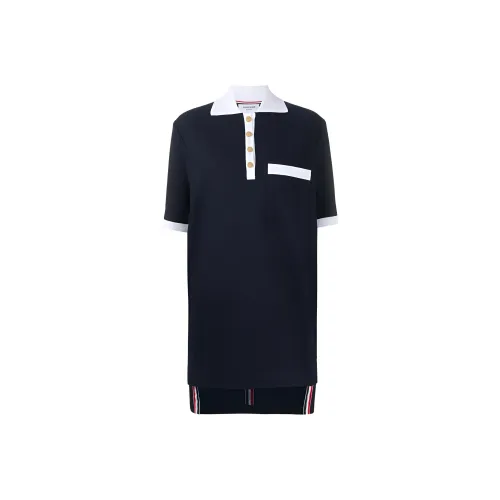 THOM BROWNE Черное Женское Короткое Платье с Рукавами
