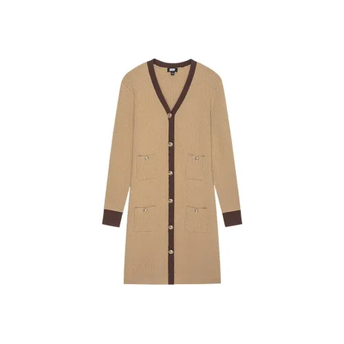 DKNY Длинное платье с длинными рукавами женское светло-коричневое