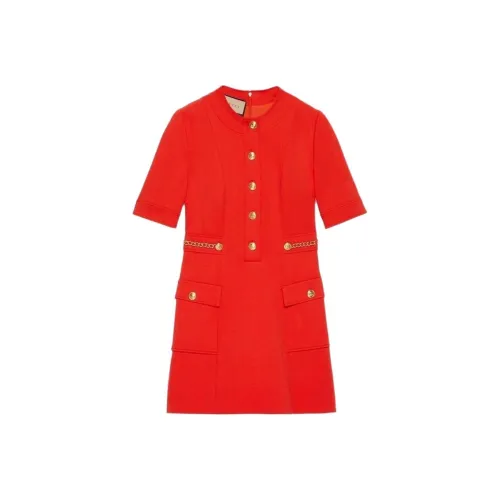 GUCCI Короткий рукав платье женское красное