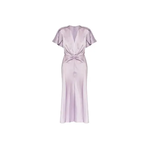 Victoria Beckham Фиолетовые Женские Короткие Платья с Рукавами
