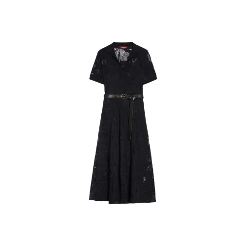 MaxMara Studio Lambro Коллекция Короткий рукав Платье Женское Черное