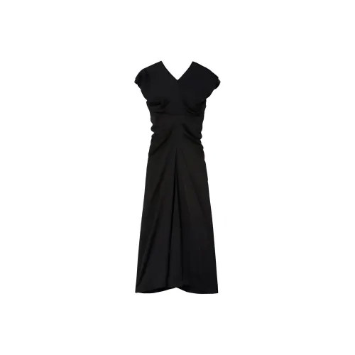 JIL SANDER Черное Женское Короткое Платье с Рукавами