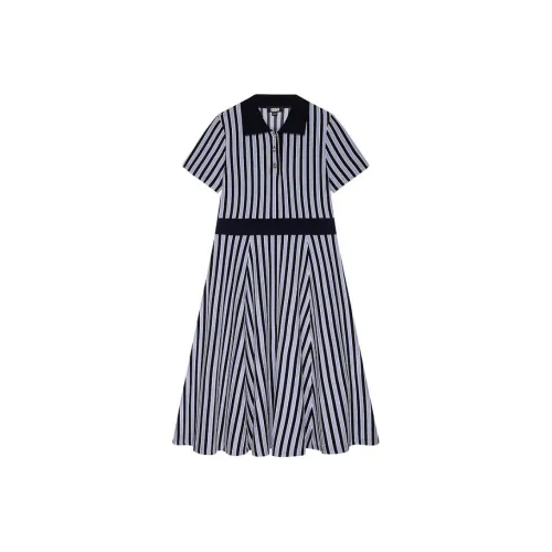 DKNY Короткий рукав Платье Женское Синие полосы Узор