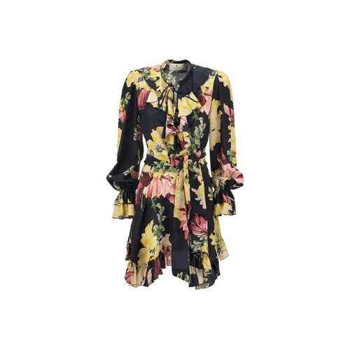 ETRO Желтые Женские Длинные Платья с Рукавами