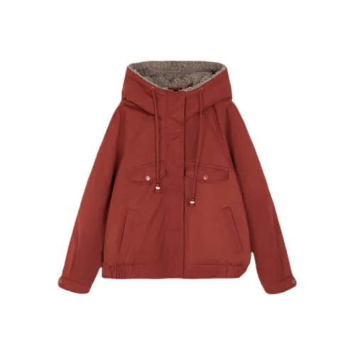 Mo Han Yi Mei Хлопковый пуховик женский оранжевый красный