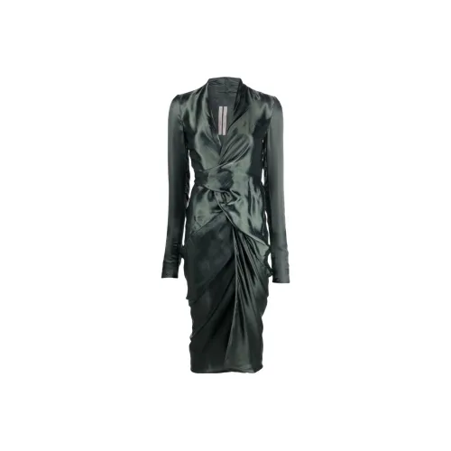 RICK OWENS Бирюзовый Женские Длинные Платья с Рукавами