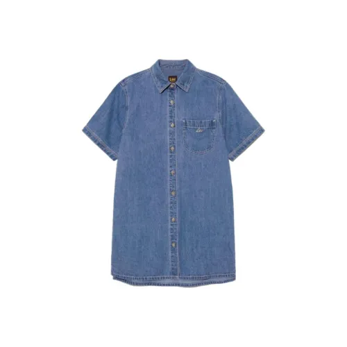 Lee Короткий рукав Платье Женское Глубокий Индиго