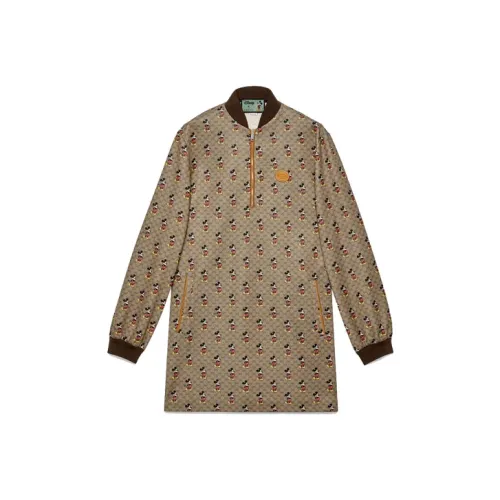 GUCCI Коричневый Женские Длинные Платья с Рукавами