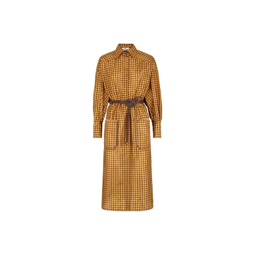 FENDI SS22 Длинное платье с длинными рукавами женское коричневое