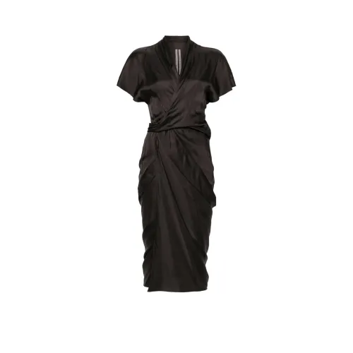 RICK OWENS совместный бренд RO Короткое платье с короткими рукавами Женское Коричневое