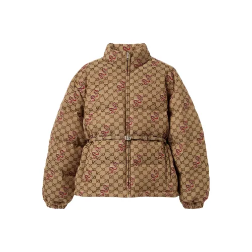 GUCCI SS25 Хлопковый пуховик Женский Темно-коричневый