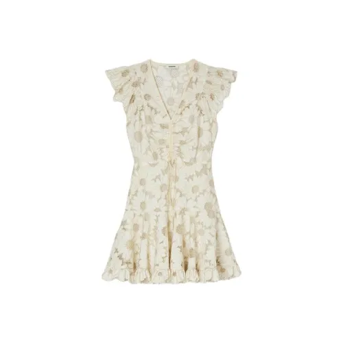 Sandro Короткий рукав Платье Женское Айвори