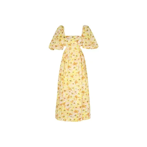 Zimmermann Желтые Женские Короткие Платья с Рукавами
