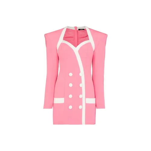 BALMAIN Розовые Женские Длинные Платья с Рукавами