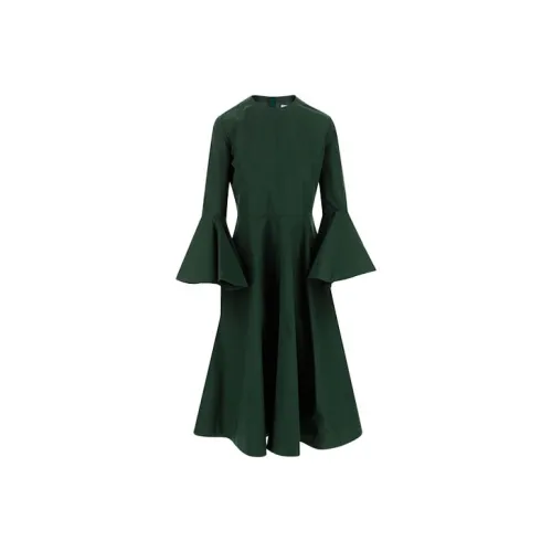 JIL SANDER Зеленое Женское Длинное Платье с Рукавами