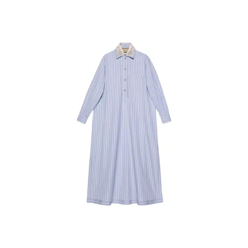 GUCCI Длинное платье с длинными рукавами женское синее