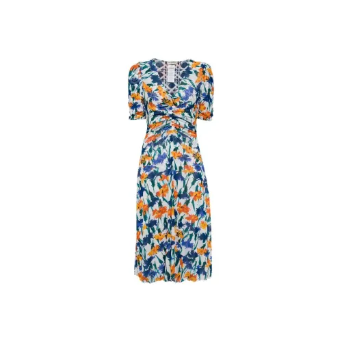 Diane von Furstenberg Многоцветные Женские Короткие Платья с Короткими Рукавами