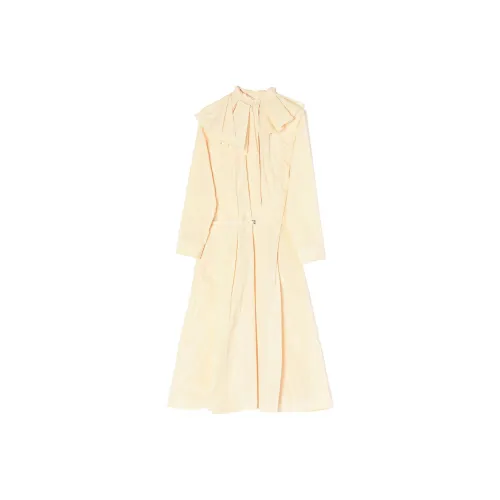 JIL SANDER Бежевые Женские Длинные Платья с Рукавами