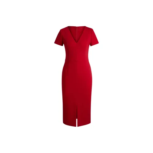 HUGO BOSS Red Женские Короткие Платья с Рукавами