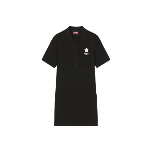 KENZO Черное Женское Короткое Платье с Рукавами