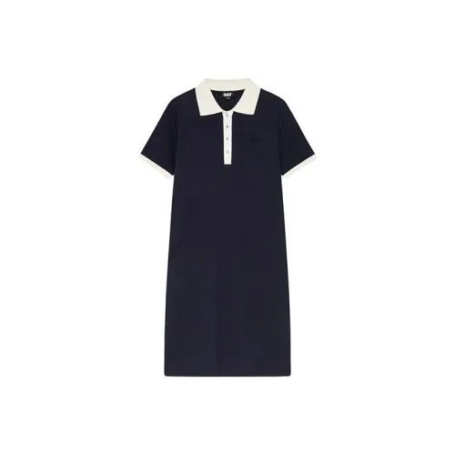 DKNY SS24 Короткое платье с короткими рукавами женское темно-синий