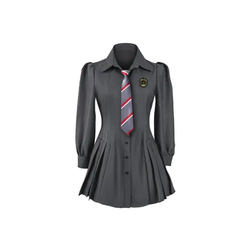 9 Кошачьих Лакомства для Кошек Платье Женское Серое