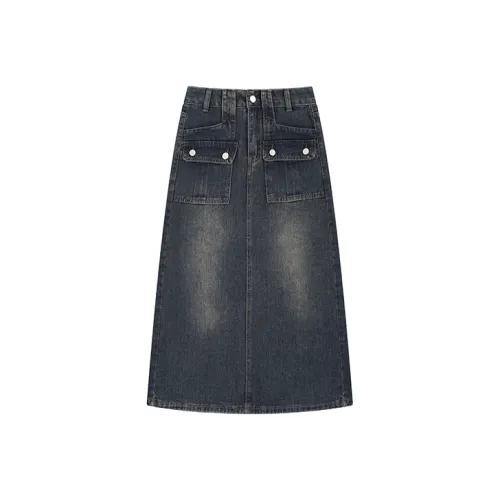 Garbege Denim Long Skirt Women's Blue
