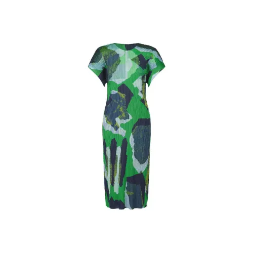 PLEATS PLEASE ISSEY MIYAKE SS24 Короткий рукав Платье Женское Зеленое